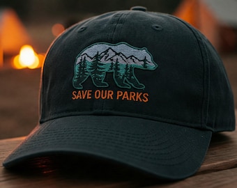 Embroidered Protect Our National Parks Hat, Resist FDT Dad Hat, Bear National Parks Support Hat, Gift for Camping Hiking Lover