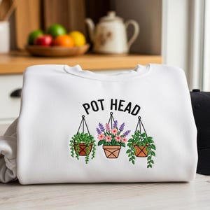 Pot Head Embroidered Shirt, Funny Plant Lover Shirt, Crazy Plant Lady Tee, Gardening Shirt, Plant Mom Gift, Plant Lover Gift Succulent Shirt