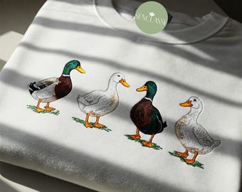 Embroidered Duck Mom Shirt, Minimalist Duck Mallard Sweatshirt, Gift for Farmer, Cute Farm Animal Shirt, Duck Lover Crewneck, Cottagecore