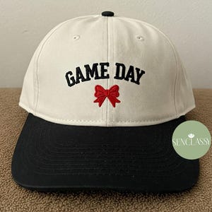 Game Day Embroidered Trucker Cap, Snapback Sports Mom Bow Hat, Women’s School Spirit Hat, Football or Baseball Gameday Gift