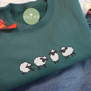 Embroidered Sheep Sweatshirt, Sheep Sweater, Farm Animal Lover Gift, Women Crewneck Sweatshirt, Sheep Mom Shirt, Christmas Gift For Her