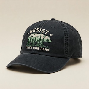 Embroidered Resist Save Our National Parks Hat, Resist FDT Dad Hat, Bear National Parks Support Hat, Gift for Camping Hiking Lover