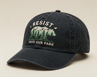 Embroidered Resist Save Our National Parks Hat, Resist FDT Dad Hat, Bear National Parks Support Hat, Gift for Camping Hiking Lover