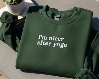 Embroidered Yoga Shirt, I'm Nicer After Yoga Shirt, Funny Yoga Tshirt, Yoga Namaste Yoga Instructor Gift, Yoga Apparel, Meditation Shirt