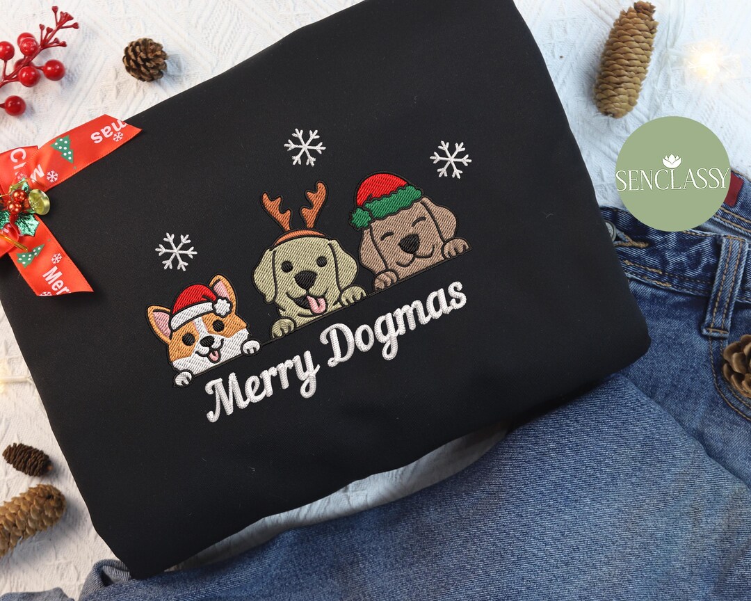 Santa Love Dog Parents Photo - Personalized Custom Long Sleeve T-Shirt main image 1
