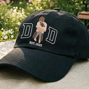 Personalized Dad Cap - Custom Portrait Embroidered Dad Hat Using Photo - Custom Dad Photo Hat - Custom Family Portrait - Father&#39;s Day Gift