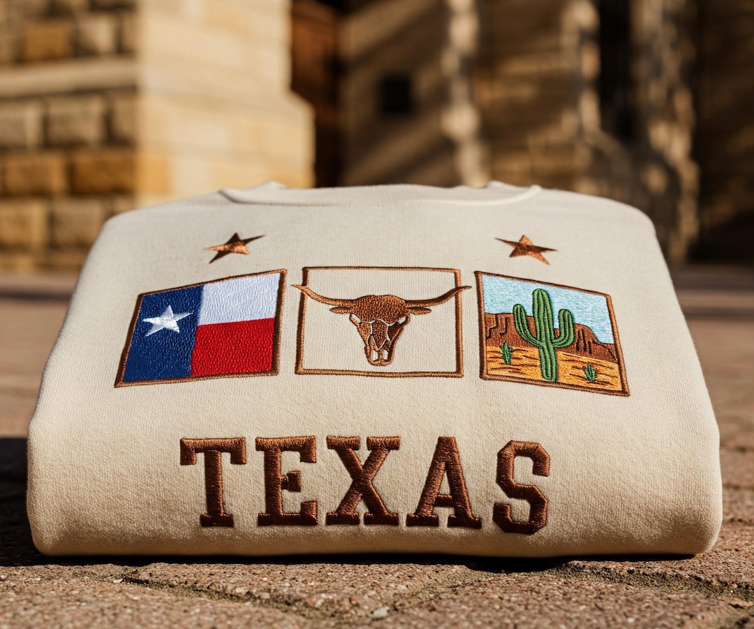 Texas State Embroidered Sweatshirt, Texas Gift, Embroidered Texas ...