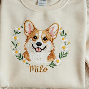 Pet Embroidered Sweatshirt Using Photo, Custom Dog Shirt, Embroidered Cat Crewneck, Gift For Pet Owner, Personalized Pet Gift, Dog Mom Gift