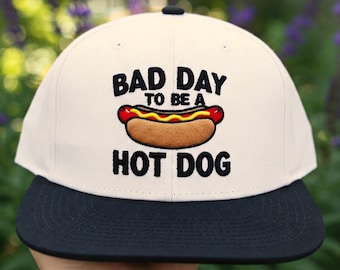 Custom Bad Day To Be a Hot Dog Embroidered Trucker Hat , Funny trendy trucker snapback hat Fourth of July hat, 4th of July gift
