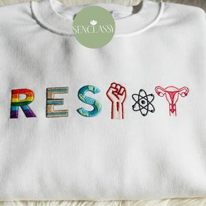 Resist Not My President Embroidered Sweatshirt, Feminist Gift, Anti Trump Shirt, FDT Sweater, Funny Political Shirt, FDT Shirt For Her