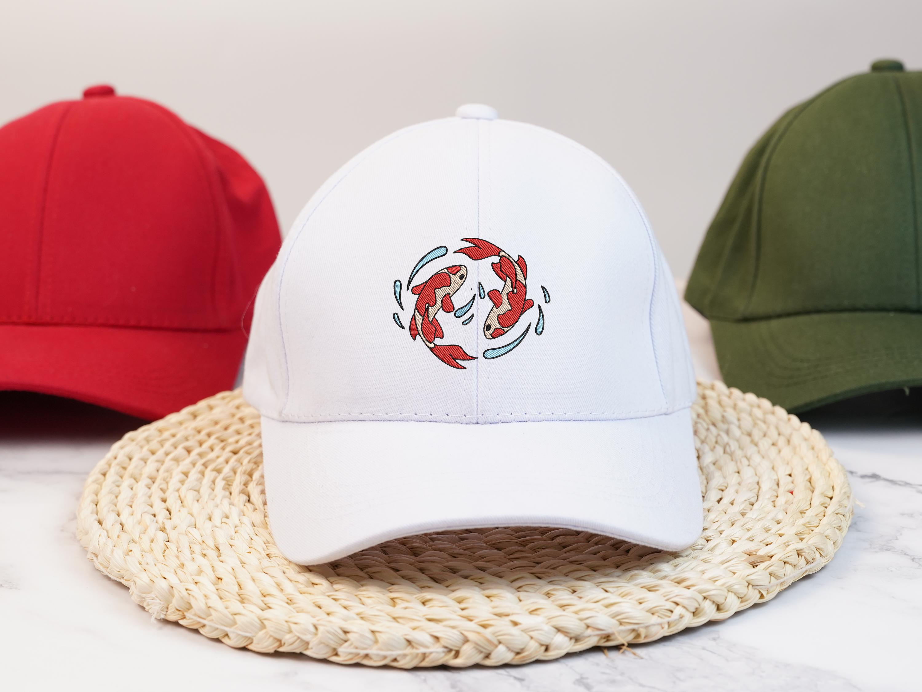 Koi Fish Embroidered Baseball Cap, Japanese Koi Fish  display picture 2