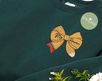 Besticktes Lehrer-Sweatshirt, personalisiertes Lehrernamengeschenk, individuelles Zurück zu Schulhemd, Lehreranerkennung gestickter Hoodie