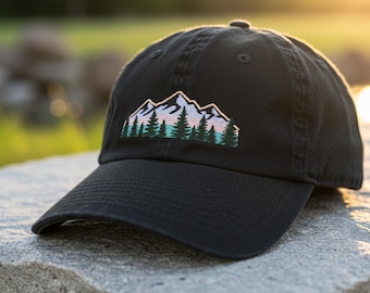 Custom Mountain Embroidered Hat, Hiking Corduroy Cap, Nature Lover Gift, Adventure Trucker Hat, Outdoorsy Baseball Cap for DAD