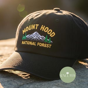 Mount Hood Embroidered Hat, Oregon Mountain Hiking Cap, Nature Lover Trucker Hat, Outdoor Adventure Gift, Pacific Northwest Dad Hat