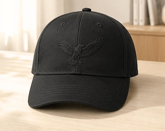 Black Raven Embroidered Baseball Hat, Gothic Black Bird Dad Cap, Raven Lover Gift