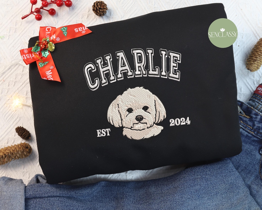 Custom Dog Face Embroidered Sweatshirt, Personalized Pet Face