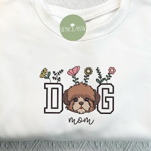 Custom Wildflower Dog Face Embroidered Sweatshirt, Personalized Pet Portrait From Your Photo, Gift for Dog Lover, Floral Dog Mom Sweater