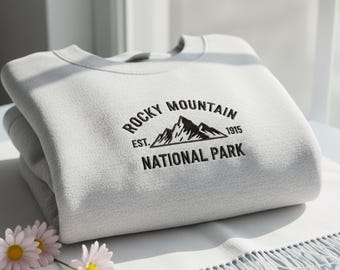 Rocky Mountain National Park Sweatshirt, Embroidered Hiking Crewneck, Outdoor Adventure Sweater, Nature Lover Gift