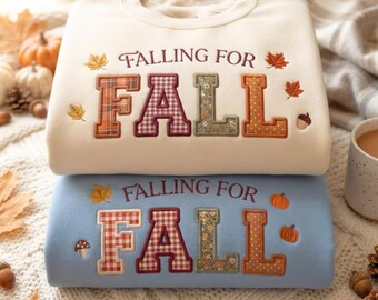 Fall Applique Embroidered Sweatshirt, Cozy Harvest Crewneck, Thanksgiving Gift