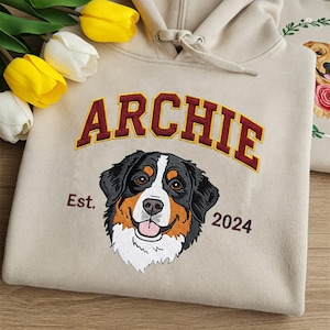 Pet Embroidered Sweatshirt, Embroidered Dog Hoodie, Custom Dog Face Embroidered Sweatshirt, Pet Lovers Gift, Unique Mother Day Gift For Mom