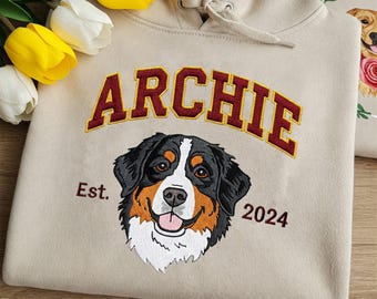 Sudadera bordada para mascotas, sudadera con capucha bordada para perro, sudadera bordada con cara de perro personalizada, regalo para amantes de las mascotas, regalo único para el Día de la Madre.