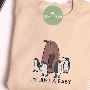 Pesto Fatty the Penguin I'm Just A Baby Embroidered Sweatshirt, Gain Baby Penguin Shirt, Tiktok Animal Funny, Penguin Lover, Viral Pesto