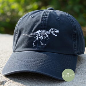 Dinosaur Skeleton Embroidered Cap, T-Rex Brontosaurus Hat, Dino Dad Hat, Science Gift, Jurassic Cap, Birthday Cap for Dad, Father Day Gift
