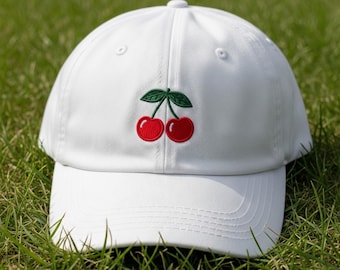 Cherry Embroidered Baseball Hat, Vintage Style Mesh Snapback Dad Cap, Summer Fruit Hat for Women, Fourth of July Southern Girl Gift