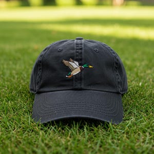 Mallard Duck Embroidered Hat, Vintage Washed Duck Hunting Cap, Waterfowl Baseball Hat, Outdoor Wildlife Gift for Him, Dad Hunting Hat