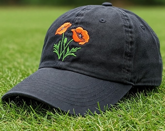 California Poppy Hat Dameshoeden voor moeder Geborduurde hoed Dad Hat Cute Hat California Gift Poppy Art Perfect cadeau voor moeder natuurliefhebbers
