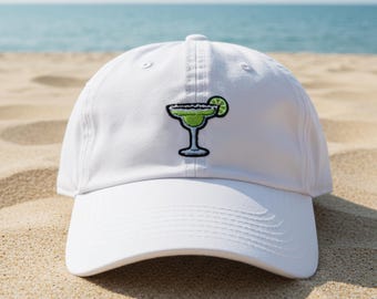 Sombrero bordado de margarita, gorra de despedida de soltera personalizada, sombrero de playa para cóctel de verano, gorra bordada con bebida de lima, regalo de vacaciones para ella o él