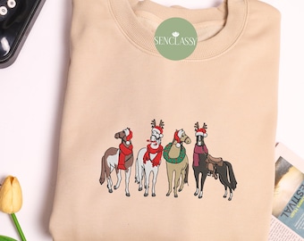 Christmas Horse Embroidered Sweatshirt, Western Christmas Horse Shirt, Women Christmas Sweater, Funny Christmas Holliday Shirt, Horse Lover