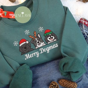 Geborduurd sweatshirt met kerst aangepaste hond | Aangepaste hoodie voor huisdieren | Gepersonaliseerde shirt met gezicht en koosnaampje | Herdenkingscadeau huisdier
