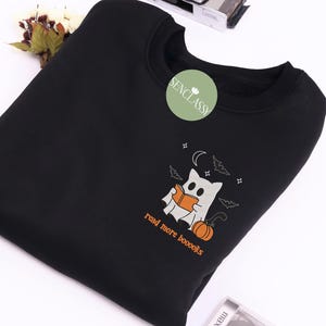 Godashop Embroidered Ghost Sweatshirt, Cute Spooky Coffee Sweatshirt, Cute Little Ghost Iced Coffee, Halloween Lovers Gift At Women's Clothing Store