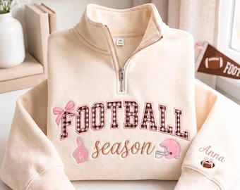 Personalized Football Season Embroidered Sweatshirt, Game Day Crewneck, Football Girlie Gift