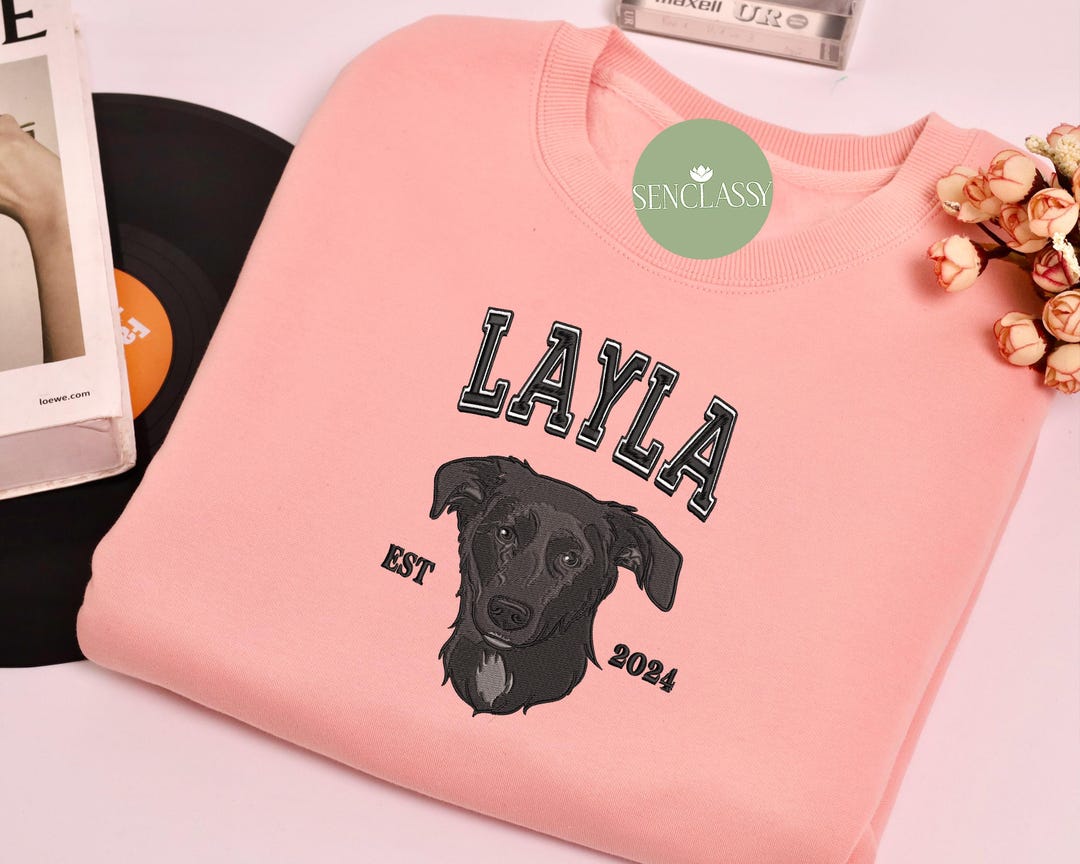 Custom Dog Face Embroidered Sweatshirt, Personalized Pet Face