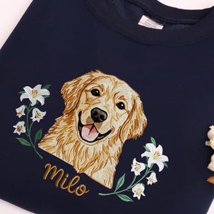 Custom Pet Embroidered Sweatshirt From Photo Custom Dog Shirt Embroidered Cat Crewneck Gift For Pet Owner Personalized Pet Gift for Dog Mom