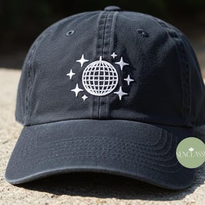 Disco Ball Embroidered Baseball Hat for Music Lovers, Vintage Skater Style, Party Hat Gift, Dancing Aesthetic Hat, Wedding Bachelorette Cap