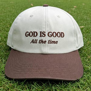 God Is Good All The Time Embroidered Snapback Two Tone Cream Hat, Custom Christian Trucker Hat, Faith Hat for Women, Religious Hat for Her