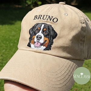 Personalized Hat With Your Dog Photo and Name, Custom Embroidered Pet Portrait Hat, Custom Dog or Cat Hat, Pet Lover Gift, Pet Memorial Cap
