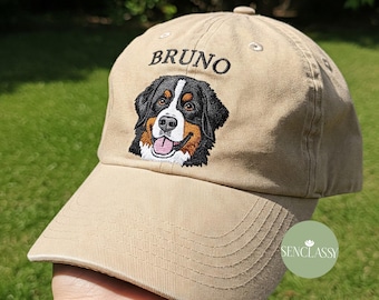 Personalized Hat With Your Dog Photo and Name, Custom Embroidered Pet Portrait Hat, Custom Dog or Cat Hat, Pet Lover Gift, Pet Memorial Cap