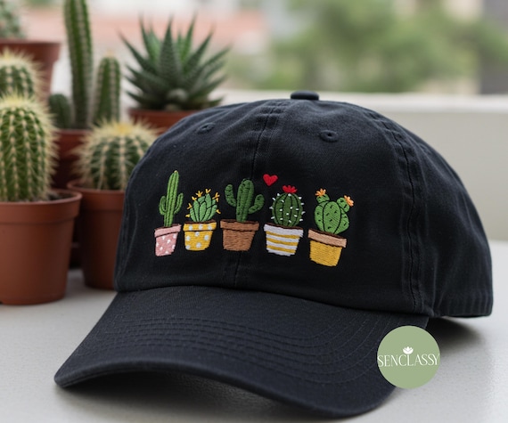 Cactus Embroidered Hat, Cute Cactus Baseball Cap, Succulent Lover Hat, Desert Plant Hat, Minimalist Nature Cap, Gift for Plant Lover