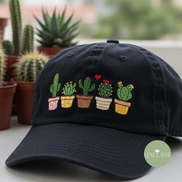 Cactus Embroidered Hat, Cute Cactus Baseball Cap, Succulent Lover Hat, Desert Plant Hat, Minimalist Nature Cap, Gift for Plant Lover