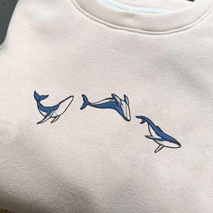 Blue Ocean Whale Embroidered Sweatshirt, Whale Shark embroidery Crewneck, Respect The Locals, Nature Lover Gifts, Save the ocean shirt