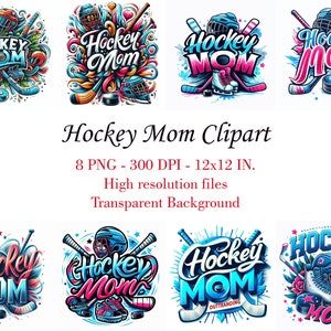 8 PNG Hockey Mom Clipart, Pacote Hockey Mom, Hóquei png, Camisa de hóquei digital, Camisa de hóquei png, Mãe esportiva png, Mãe engraçada png