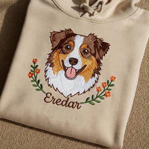 Dog Embroidered Sweatshirt,Custom Dog Shirt,Pet Memorial Embroidered Sweatshirt,Dog Portrait Embroidered Shirt,Dog Mom Gifts,Pet Lover Gifts