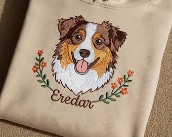 Sudadera bordada con perro, camiseta personalizada para perro, sudadera bordada conmemorativa para mascota, camiseta bordada con retrato de perro, regalos para mamás de perros, regalos para amantes de las mascotas
