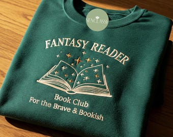 Fantasy Reader Book Club Embroidered Sweatshirt, Embroidery Bookish Gift, Cozy Reading Crewneck, Book Lover Gift, Booktok Merch,gift for her