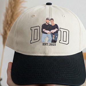 Custom Embroidered Portrait Dad Hat, Personalized Baseball Washed Dad Cap from Photo, Unique Gift for Father Day, Birthday Gift for Husband