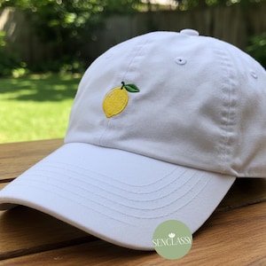 Lemon Embroidered Cap, Aesthetic Fruit Hat, Summer Dad Hat, Cute Lemon Baseball Cap, Cottagecore Hat, Citrus Embroidery Gift for Her